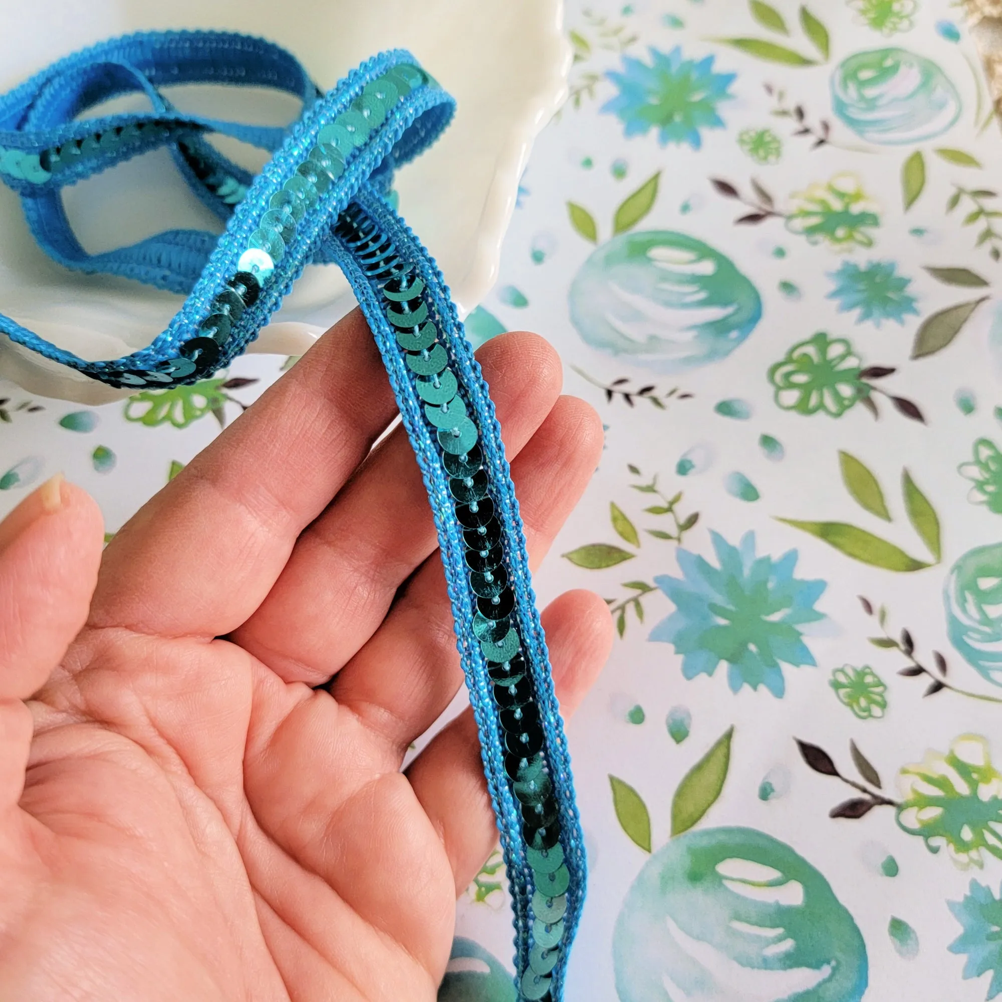 2 Yards - Turquoise Sequin Trim