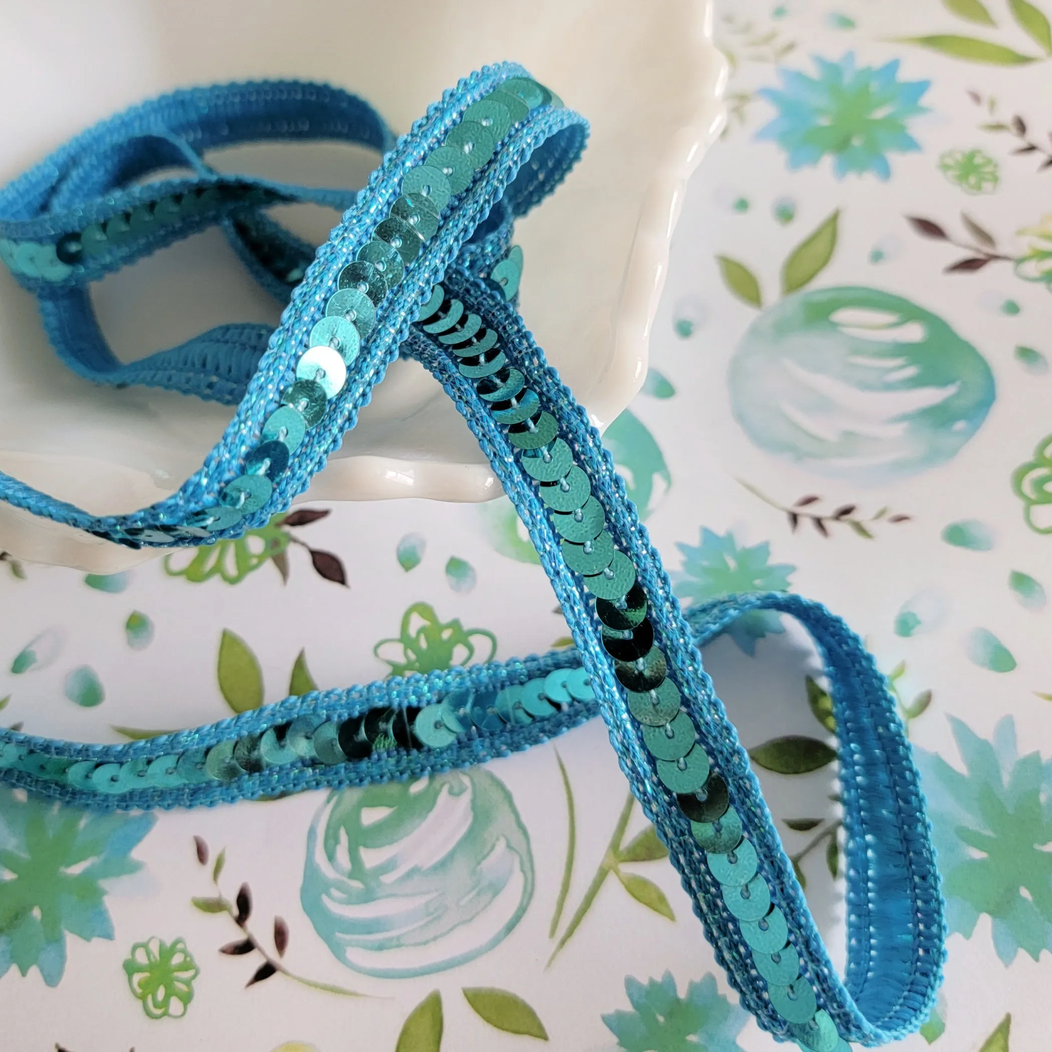 2 Yards - Turquoise Sequin Trim