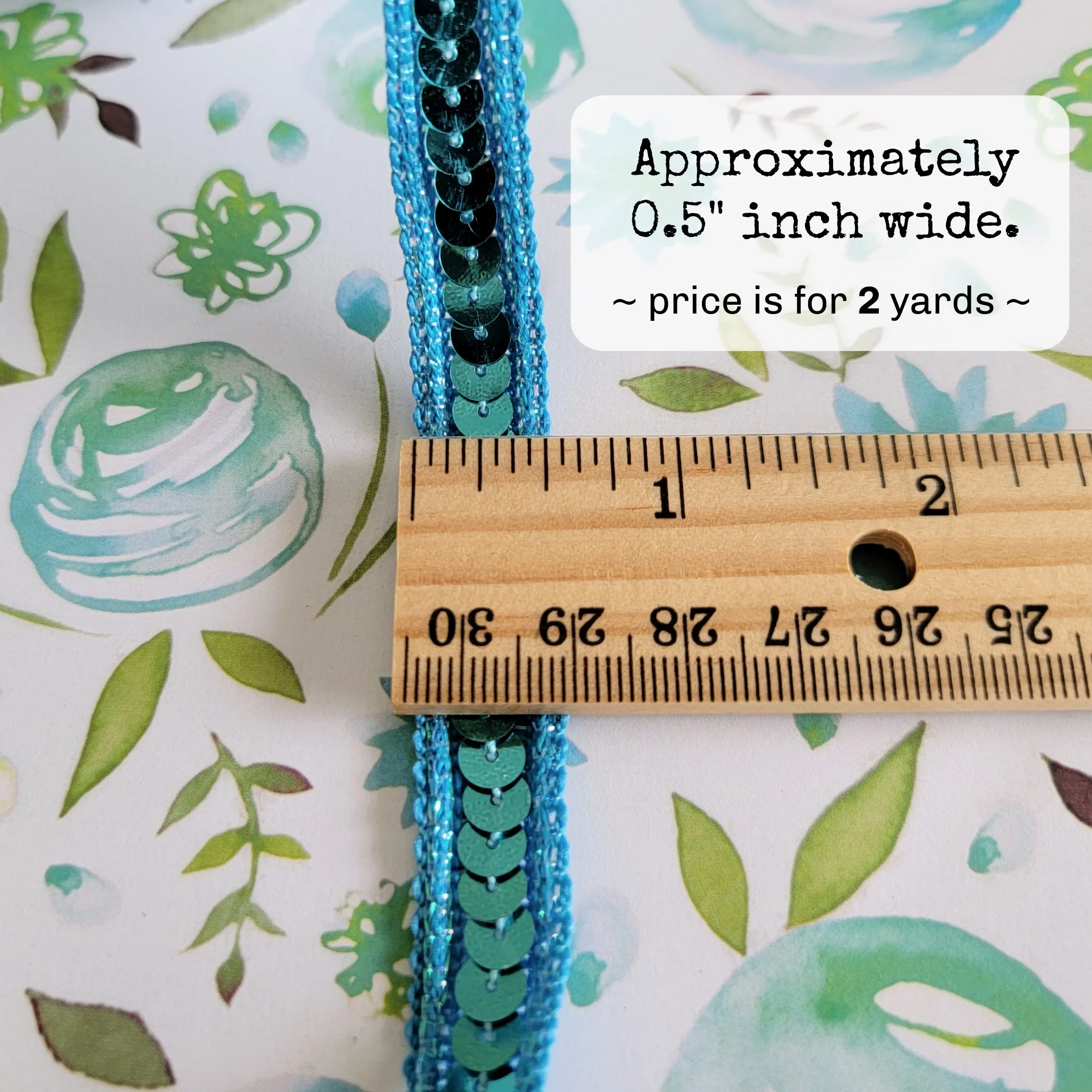 2 Yards - Turquoise Sequin Trim