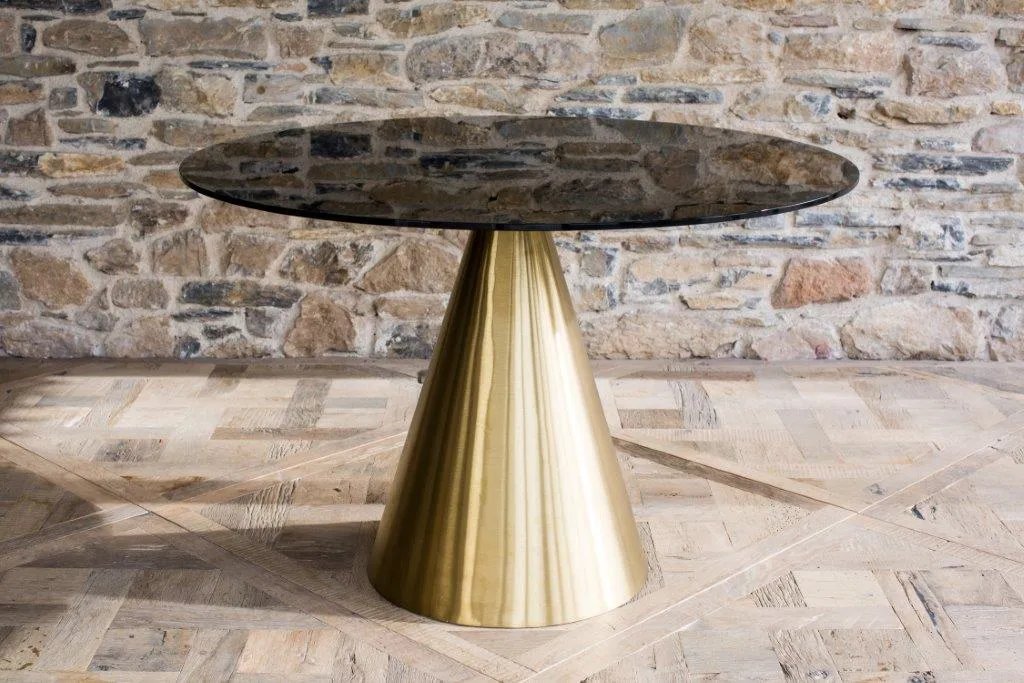 Gillmore Space Oscar Circular Side Table Black Glass