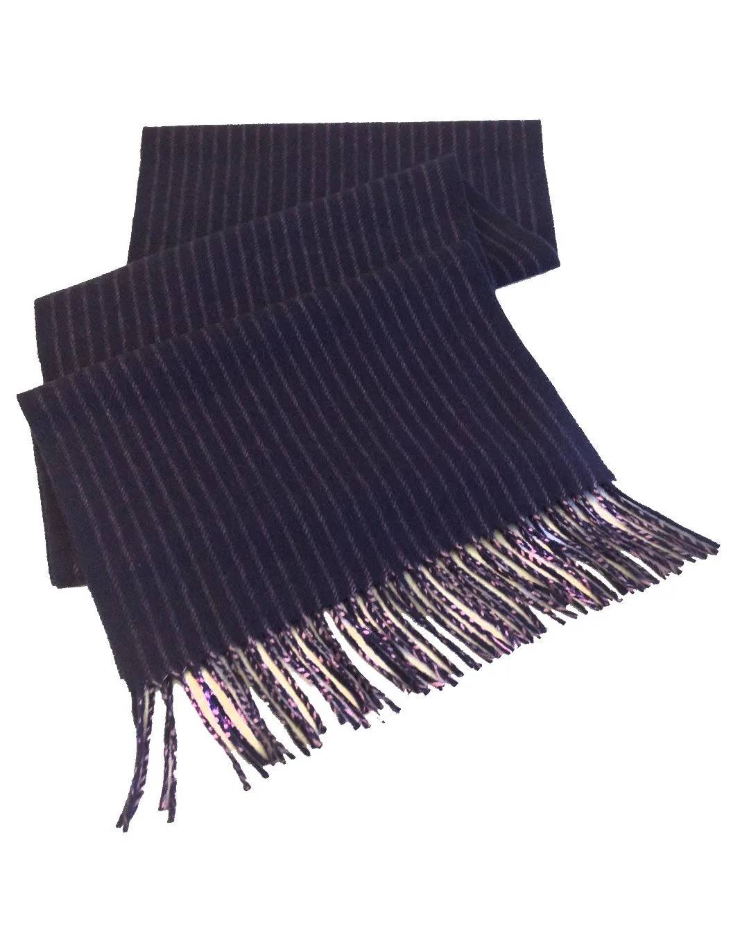Joshua Ellis Navy Blue X Pink Classic Stripe Brushed Cashmere Scarf
