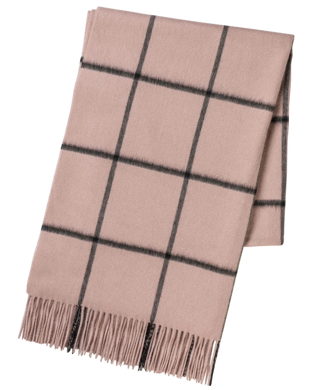 Joshua Ellis Pink & Black Windowpane Cashmere Stoles