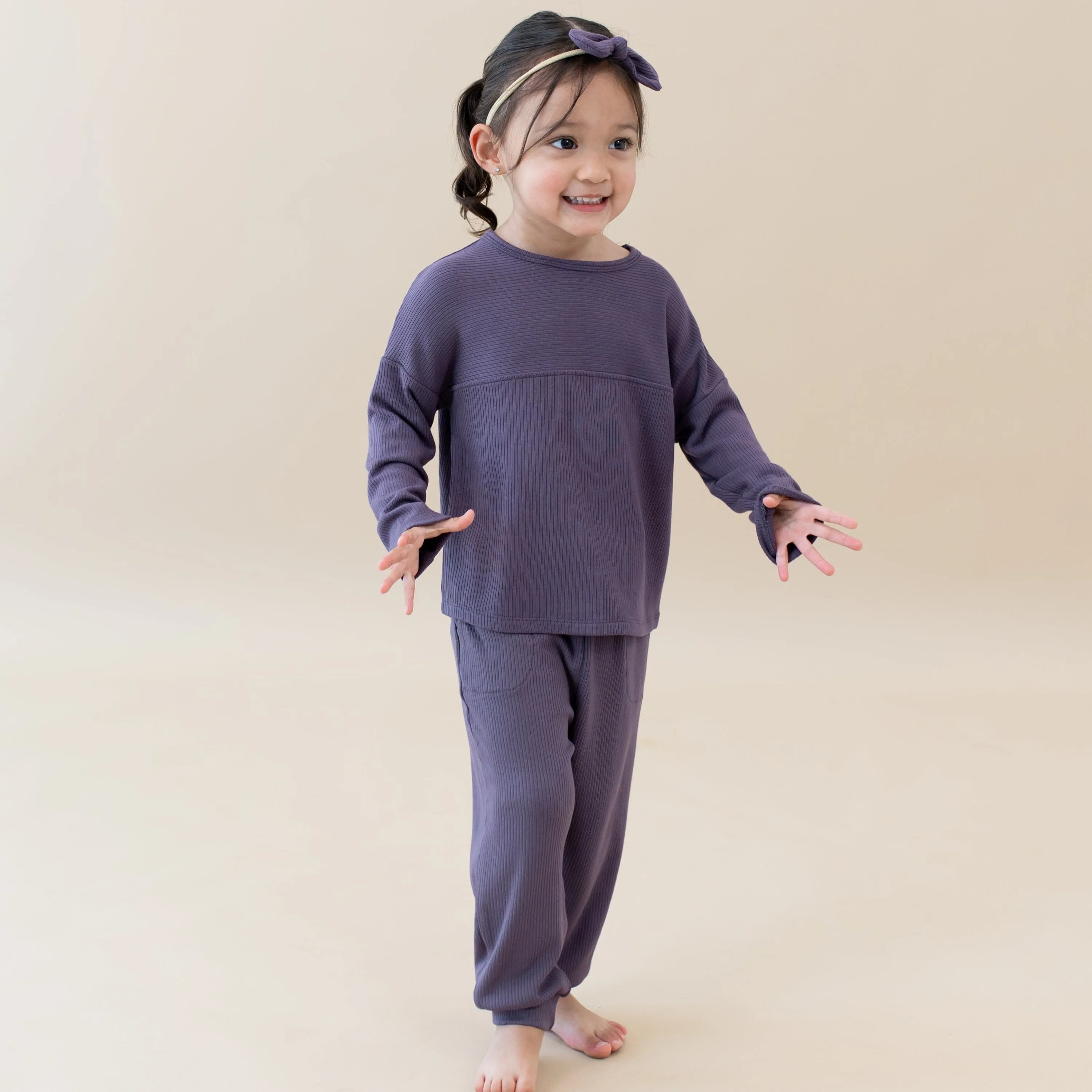 Ribbed Drop Shoulder Top in Currant