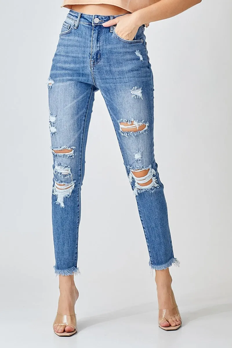 Risen Jeans - High Rise Distressed Skiinny - RDP1276
