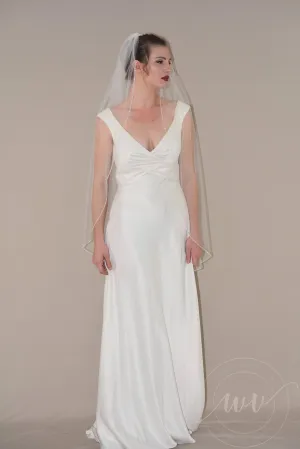 Sparkly Fingertip Wedding Veil with Rhinestone Edge