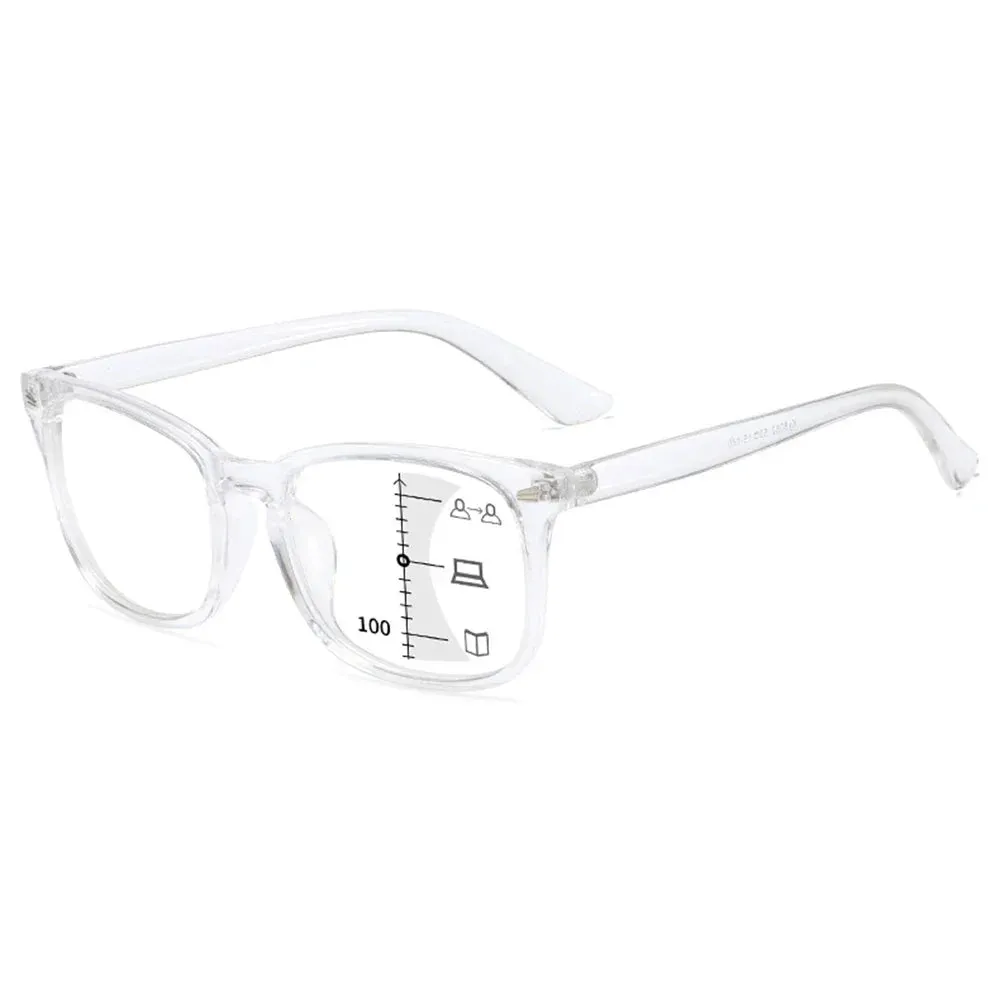 Square Progressive Multifocus Reading Glasses Anti Blue Light Presbyopic Glasses Spring Hinge Readers Far and Near Dual-use